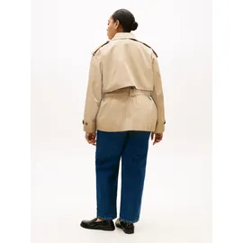 Tommy Hilfiger Curve Bikerjacke TOMMY HILFIGER CURVE "CRV COTTON SHORT TRENCH", Damen, Gr. 48, beige, Web, Obermaterial: 100% Baumwolle, unifarben, regular fit normal, Jacken, in großen Größen