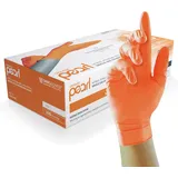 UNIGLOVES Orange Pearl Nitril-Untersuchungshandschuhe - vielseitig einsetzbar, puderfreie und latexfreie Einweghandschuhe - Box mit 100 Handschuhen, Orange, Klein (GP0132)