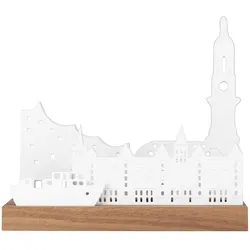 räder Teelichthalter Lichtobjekt Stadtsilhouette Hamburg Porzellan Akazienholz 0...
