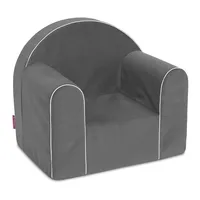 Badum - Kindersessel ab 1 Jahr - Kinder Sessel - Stabil, Bequem, aus Schaumstoff - mit Abnehmbarem Bezug aus Velours, Waschbar - Geschenk zum 1 Geburtstag für Mädchen, Junge - Grau