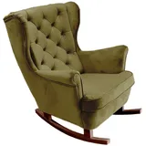 DomoHome Schaukelsessel, Salbeigrün, Holz, Echtholz,Buche, Rechteckig, 81x102x95 cm, Wohnzimmer, Sessel, Schaukelstühle