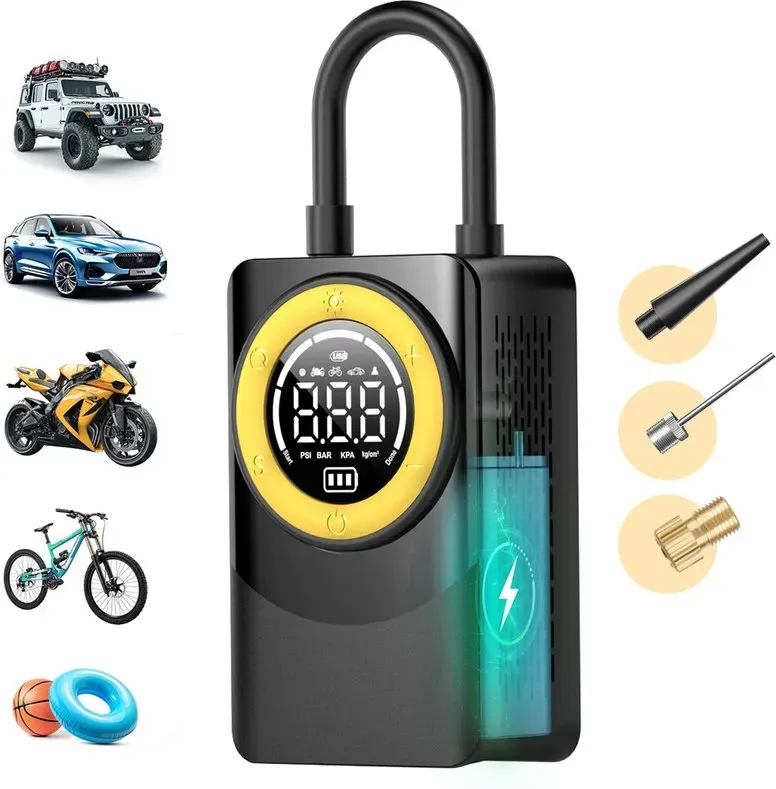 CARSUN Neues Modell Drahtloser Reifenfüller, Digitale Tragbare Luftpumpe mit Schnellladung, Automatische Abschaltung für Autos & Elektrofahrzeuge