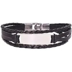 Lederarmband FIRETTI "Schmuck Geschenk Armschmuck ID-Armband- Optik", schwarz (edelstahlfarben, schwarz), Armbänder, Herren, Edelstahl-Leder, Edelstahl, Leder, Made in Germany