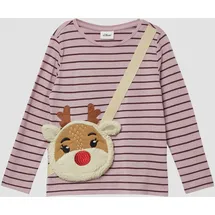 s.Oliver Longsleeve mit Weihnachtsmotiv als aufgesetzte Reißverschlusstasche - pink|mehrfarbig - 128/134
