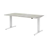 Röhr-Bush röhr direct.office elektrisch höhenverstellbarer Schreibtisch beton rechteckig, T-Fuß-Gestell weiß 160,0 x 70,0 cm