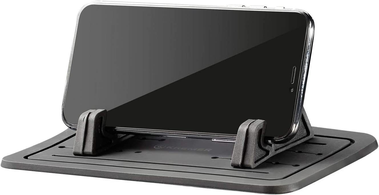 Kremer 3-Teilig KFZ Auto Anti-Rutsch-Matte mit Halter für Auto, Smartphones Smartphone-Halterung schwarz