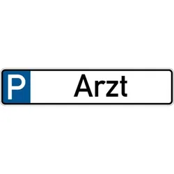 Parkplatzkennzeichen, P-Arzt, 113x523mm, Alu geprägt - 523x113x0.45 mm Aluminium geprägt