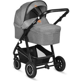 lionelo Bianka Kinderwagen, Autotransporter, Autositz, klappbar, Travel System Rückenlehne, Räder Polsterung, Verdeck XXL-Grau - Grau