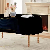 Blau-goldene Wellen Tischdecke Ovale 180x140 cm, Fleckabweisende Abwaschbare Tischdecke mit Farbverlauf-Streifen Muster, Moderner Stil Gartentischdecke, Für Küche, Esszimmer -AAf23