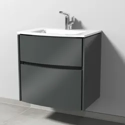 Sanipa Waschtischunterschrank „Twiga“ 615 × 605 × 459 mm in Anthrazit (glanz), ohne Beleuchtung