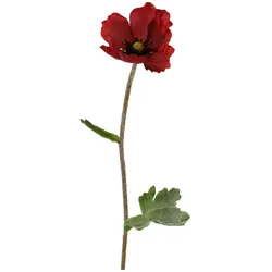 Decoris Künstliche Mohnblume mit Stiel 7x44cm Kunstblumen Mohn Dekoblumen Blumendeko Stielblumen Blumen Deko Blumenschmuck Rot