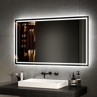 EMKE LED Badspiegel 100x60cm LED Badezimmerspiegel mit Beleuchtung Warmweißes Licht und Kaltesweißes Licht Badspiegel Mit beschlagfrei+Taste