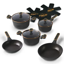 STONELINE® Roségold Kochgeschirr-Set 11-teilig mit Deckeln, beschichtete Töpfe & Pfannen