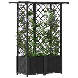 vidaXL Hochbeet mit Rankgitter und Dach 124,5 x 40 x 138 cm Schwarz