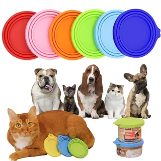 MAEXUS 6 Stück Deckel Für Dosen, Dosendeckel, Deckel für Katzenfutter dosen, Tierfutterdosen Mehrweg Deckel, Dosendeckel Silikon für Katzen-und Hundefutterdosen
