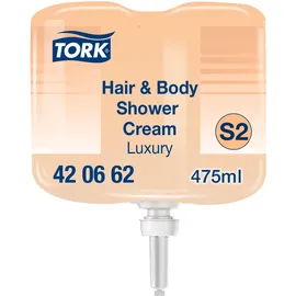 TORK luxuriöse 3‐in‐1 Hair & Body Mini-Duschcreme S2, Argan-Vanille-Duft, 8 × 47...