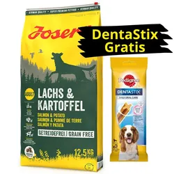 JOSERA Lachs & Kartoffel -Grain Free 12,5kg + PEDIGREE DentaStix GRATIS!