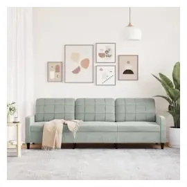 vidaXL 3-Sitzer-Sofa Hellgrau 210 cm Samt