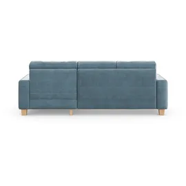 Home Affaire Ecksofa HOME AFFAIRE "Summer L-Form", blau (blau, grau), B:249cm H:91cm T:164cm, 100% Polyester, Sofas, Ecksofa, mit Recamiere, mit oder ohne Bettfunktion und Bettkasten, Cord-Bezug