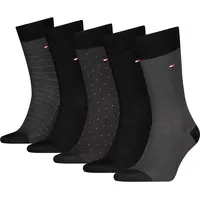 Socken TOMMY HILFIGER "TH MEN SOCK 5P GIFTBOX HERRINGBONE DOT", Damen, Gr. 39-42, schwarz, Obermaterial: 64% Baumwolle, 35% Polyamid, 1% Elasthan, Socken Socken