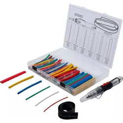 BGS 70143 Mini Heißgasbrenner mit Schrumpfschlauch Sortiment farbig mit Piezo Zündung
