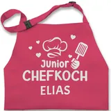 Kinderschürze Schürze Kinder Mädchen - Kochschürze - Junior Chefkoch mit Namen - Geschenk für Jungen Küche Küchenhelfer - 7-14 Jahre - Pink - kinderkochschürze koch kinderkochschürzen kind - 7-13 Jahre