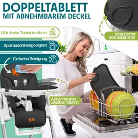 Kidiz KIDIZ® 3in1 Hochstuhl Kinderhochstuhl inkl. Spielbügel Babyliege Kombihochstuhl Babyhochsitz ,7 höhenverstellbar Verstellbare Rückenlehne , mitwachsend ab 0 Monate bis 6 Jahre Babystuhl