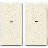 20 Taschentücher (2x 10) Moments Ornament creme/beige - Uni mit Ornamente geprägt/Hochzeit/Freudentränen