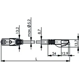 Telegärtner RJ45 (gekreuzt) Netzwerk Anschlusskabel CAT 6a S/FTP 10.00 m Grau Flammwidrig, mit Rastnasenschutz