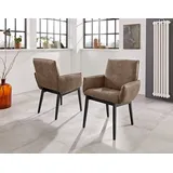 Home affaire Armlehnstuhl Model 6 (Set, 2 St), Bezug in Microfaser oder Leder, Gestell ist Buche in schwarz lackiert braun