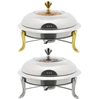 biniliubi SpeisewäRmer Mit Deckel Edelstahl WarmhaltebehäLter Essen Buffet ZubehöR Chafing Dish Heizplatte WäRmebehäLter FüR Speisen Gastro BehäLter ZutatenbehäLter GastronormbehäLter (Gold)