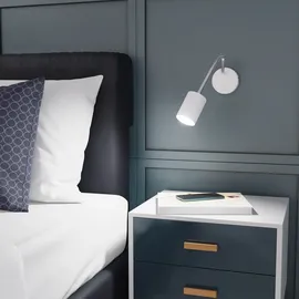 ledscom.de Leselampe WAIKA mit Schwanenhals und Schalter weiß matt, inkl. GU10 LED, PAR16, warmweiß, 6,05W, 374lm, 70°, 3-Stufen-Dimmer