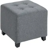 Homcom Fußhocker, Quadratischer Sitzhocker, Ottomane mit Leinenoptik, Holzbeine Fußstütze, Polsterhocker für Wohnzimmer, Schlafzimmer, Grau, 35 x 35 x 35 cm