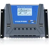 VIXKPIRR 60A Solar Laderegler 12V 24V 36V 48V Solarregler, PWM 60A Solarladeregler mit Temperatursensor LCD Anzeige und 4 USB Ports,Geeignet Multi 12V 24V 36V 48V Blei Batterien und Lithium Batterien