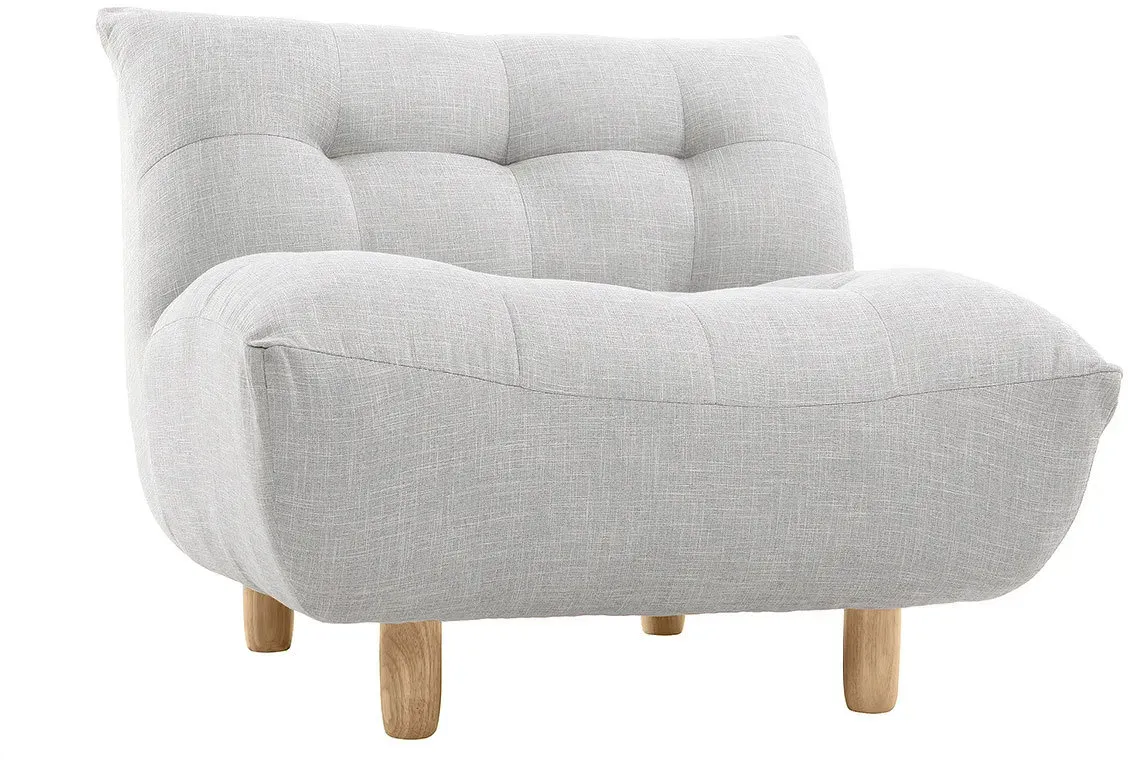 Fauteuil scandinave en tissu gris clair et bois clair YUMI