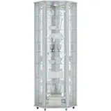 Eckvitrine FIF MÖBEL "TRIO Höhe ca. 172 cm, ink. Beleuchtung", weiß, Holzwerkstoff, Sicherheitsglas ESG, Schränke, Eckvitrine/Glasvitrine 1x Glastür, perfekt für Sammler, Sammlervitrine
