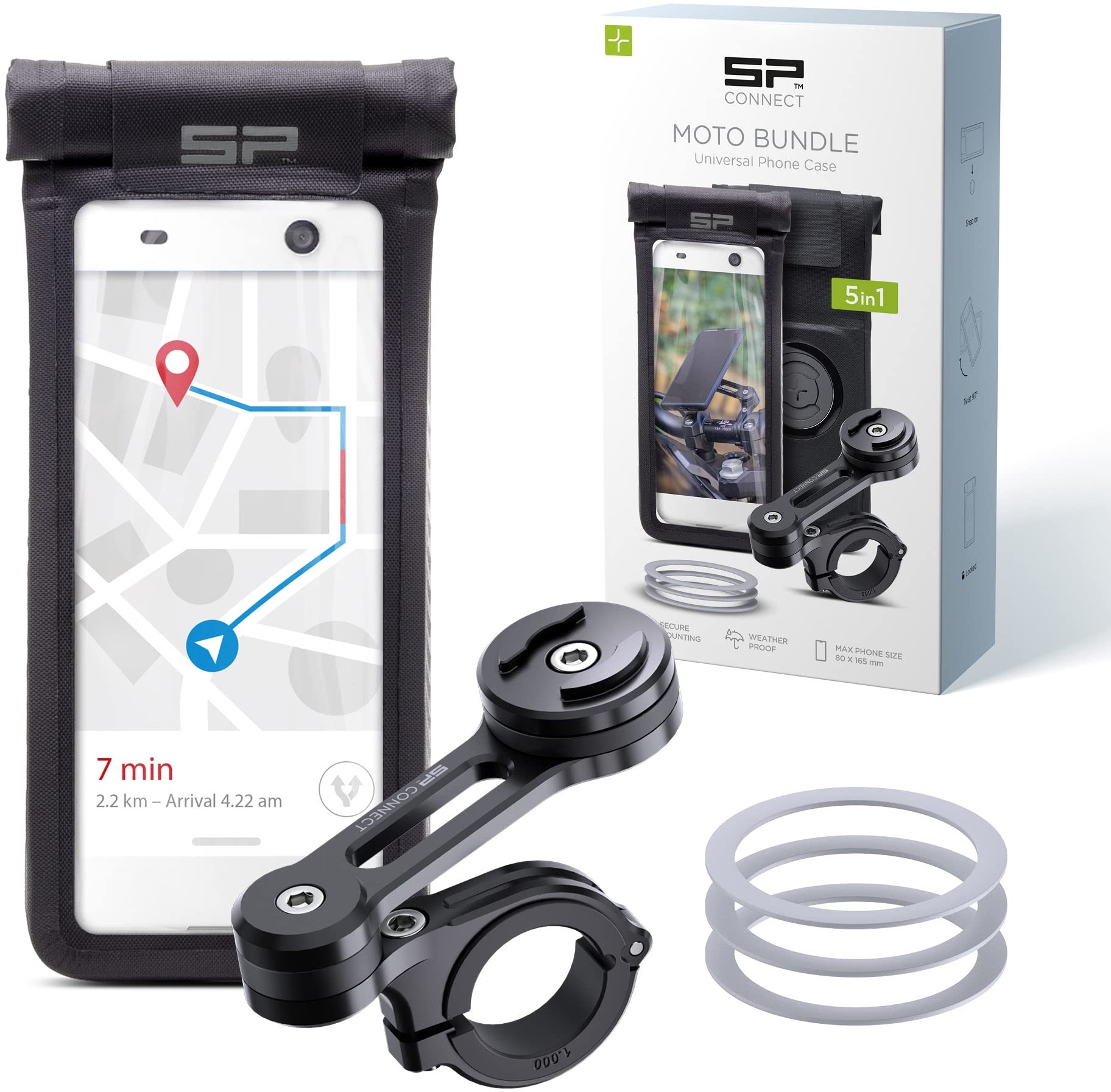 SP CONNECT Moto Bundle II | SPC+ | Universal Phone Case SPC+ L | Universal Handyhalter für Motorrad Bike Moped Roller | Gadget Halterung für Navi