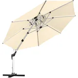 anndora Aluminium Ampelschirm 4m Sonnenschirm - mit Kurbelsystem - Drehbar, Neigbar, Kippbar - Marktschirm, Gartenschirm - Farbe Natural - A) OHNE Ballastierung