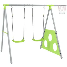 aiyaplay Schaukelgestell 3 in 1 mit Schaukel und Basketballkorb Grün