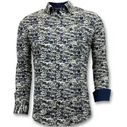 Tony Backer  Hemdbluse S Shirts Digital Printing Italian  in Blau, EU M