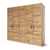 MASSIVMOEBEL24.DE Kleiderschrank Halmstad 242 x 219 x 60 cm Wildeiche