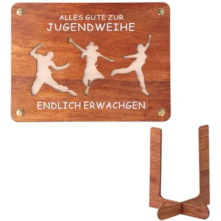 Jugendweihe Geldgeschenke Holz, Geburtstagsgeschenk, Ausgefallenes Geldgeschenke, Taufgeschenk - XL Geldgeschenk aus Holz inkl. Ständer, Jugendweihe Geschenke Mädchen Junge, Geldkarte