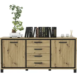 Forte Sideboard Trondheim 178,4 x 81,3 x 41,5 cm Artisan Eiche/Schwarz