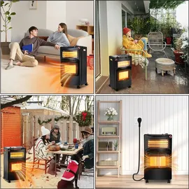 DMS Gasheizofen Elektroheizung Infrarot Keramikbrenner 4200W Heizgerät Gasheizer Gasheizung Heizstrahler - Schwarz