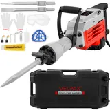 Hochleistungs-Betonbrecher Abbruchhammer 3500 W, 60 J Schlagkraft Elektroabbruchhammer, Bohrhammer Betonhammer Stemmhammer 1900 BPM, inkl. Spitzmeißel, Flachmeißel, für Schiefer, Beton usw.