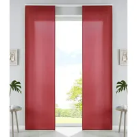 Gardinenbox 2er Set Schiebegardinen Flächenvorhänge Mikrofaser Vorhang Gardine Schiebe HxB 245x60 cm Bordeaux Matt Paneelwagen Beschwerungsstangen, 85600N2