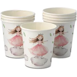 ECOFIESTA 8 Stück Papierbecher Prinzessin 200ml - Umweltfreundliche Becher Kindergeburtstag - nachhaltige Einwegbecher ohne Plastik