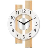 Funkwanduhr AMS "F5874", braun (buchefarben), Wanduhren, B/H/L: 28cm x 5cm x 41cm, Quarz,Holz,Buche,Wohnzimmer,Esszimmer,Made in Germany,Büro,Flur