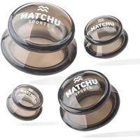 Matchu Sports MATCHU - Cellulite-Schröpfköpfe - Schröpfköpfe - Silikon - 4er Stück - Ganzkörper - Massage-Schröpfköpfe - Dunkelgrau - Langlebig - Leicht zu reinigen - Anti-Cellulite - Vakuum - Anti-Aging