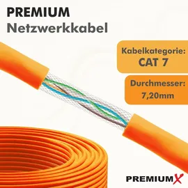 PremiumX 100m CAT 7 Netzwerkkabel Duplex LAN Kabel Ethernet Datenkabel S/FTP PiMF PoE Eca Cat7 Verlegekabel